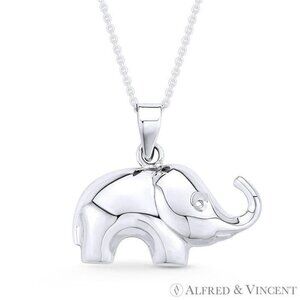 Elephant Animal Charm Pendant in .925 Sterling Silver